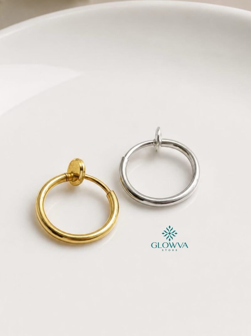 non piercing men (silver & gold combo) stainless steel