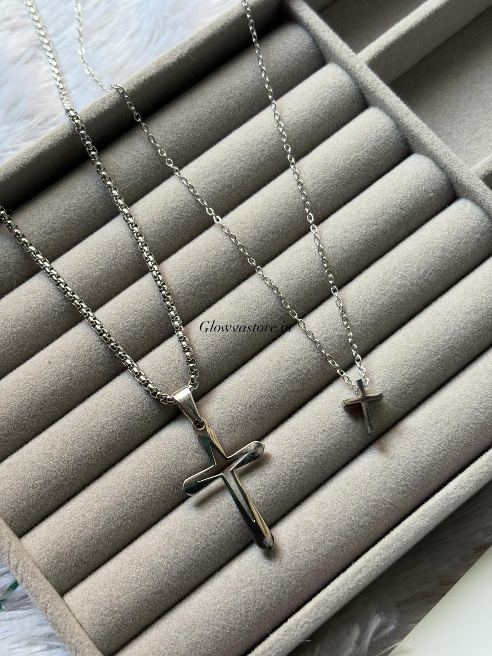 couple cross chain silver antitarnish - Image 1