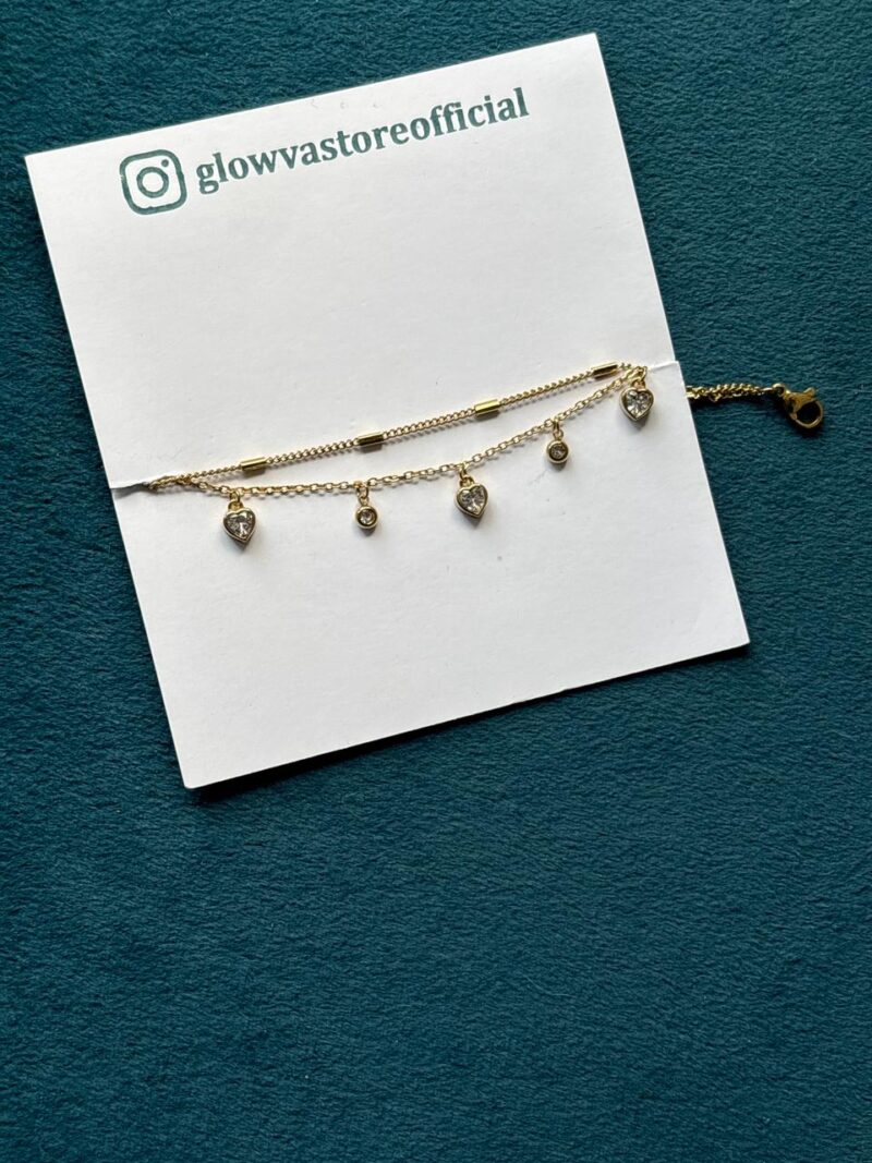 Double layer heart chain bracelet