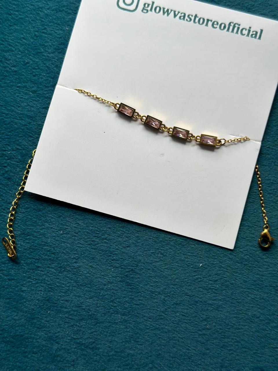Pink stone chain bracelet - Image 1