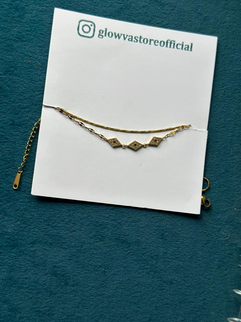 Double layer evil eye chain bracelet - Image 1