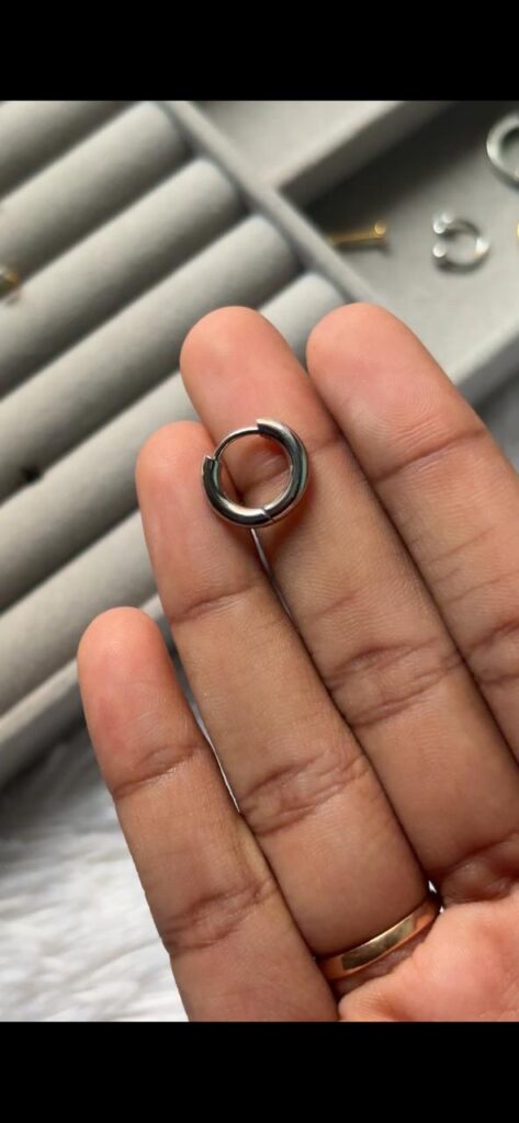Silver ring earring (single)