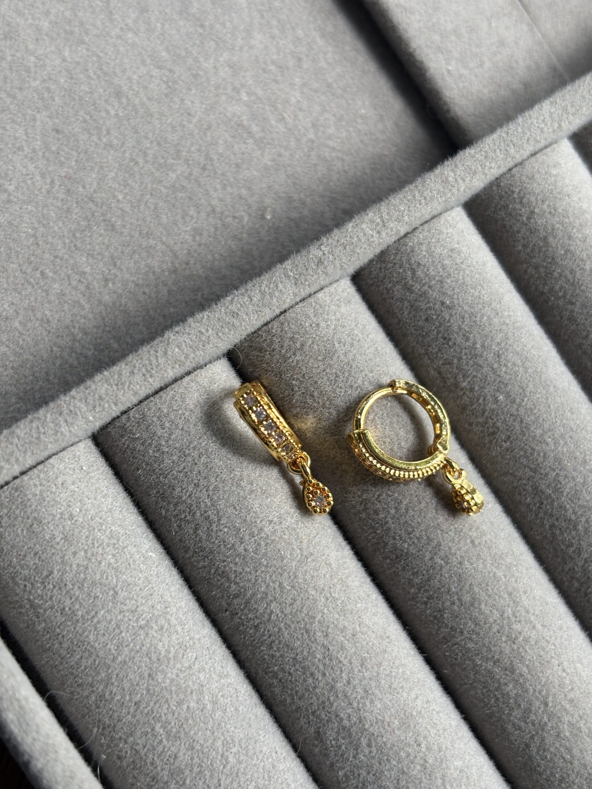 Drop hanging hoop earring