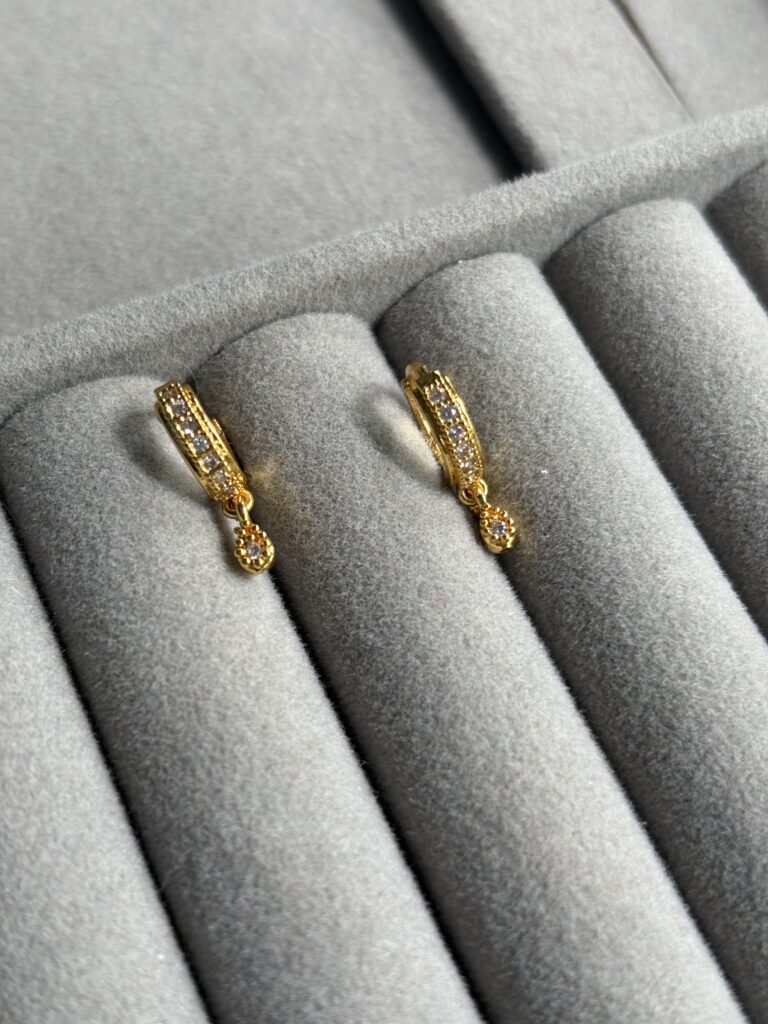 Drop hanging hoop earring