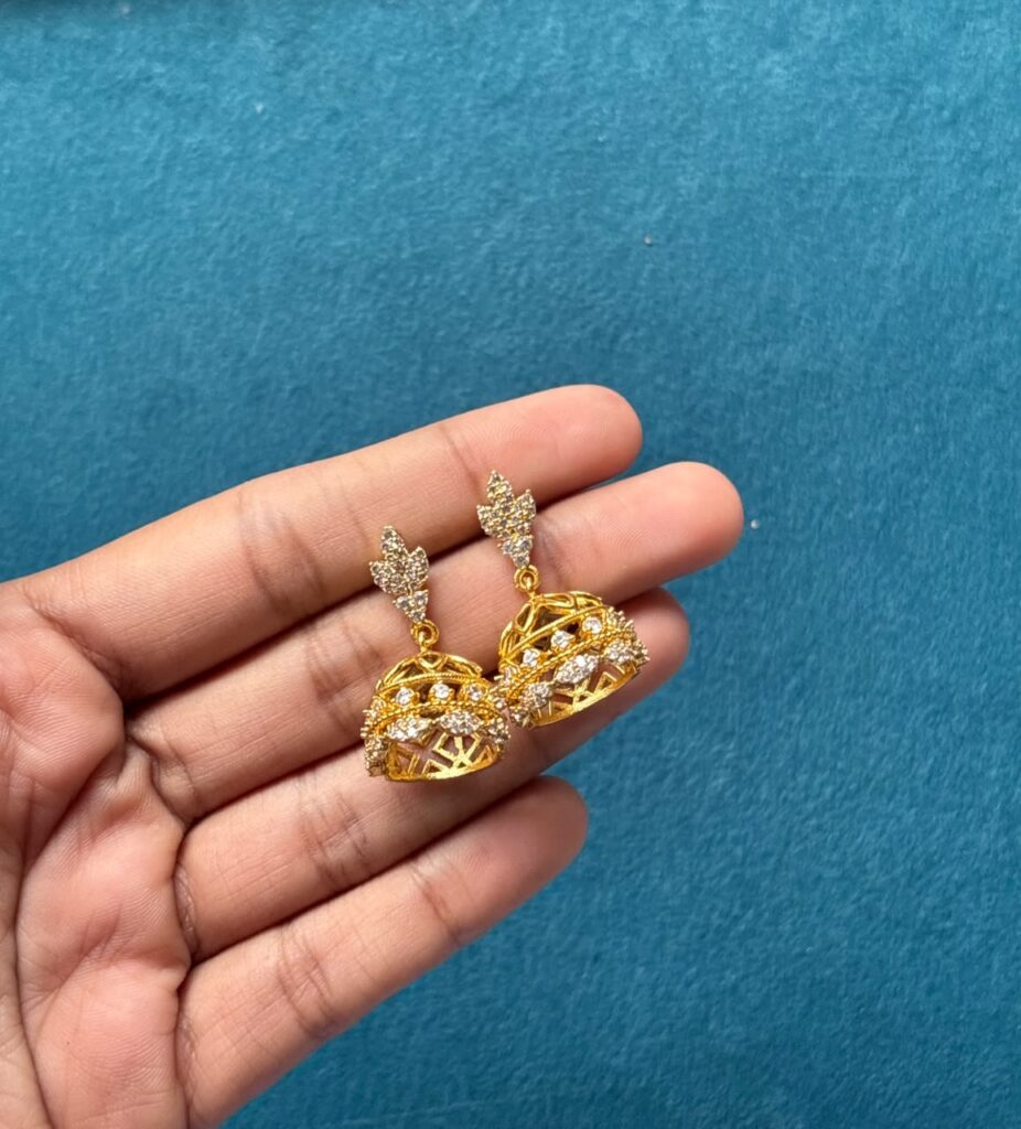 Diamond jhumka microplated