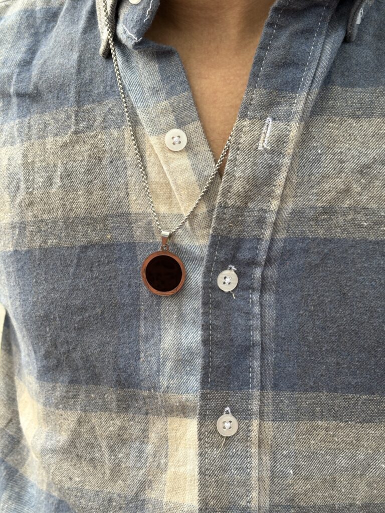 Solid black disc pendant chain stainless steel