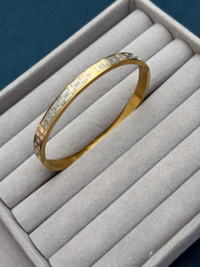 Men's stainless steel kada gold