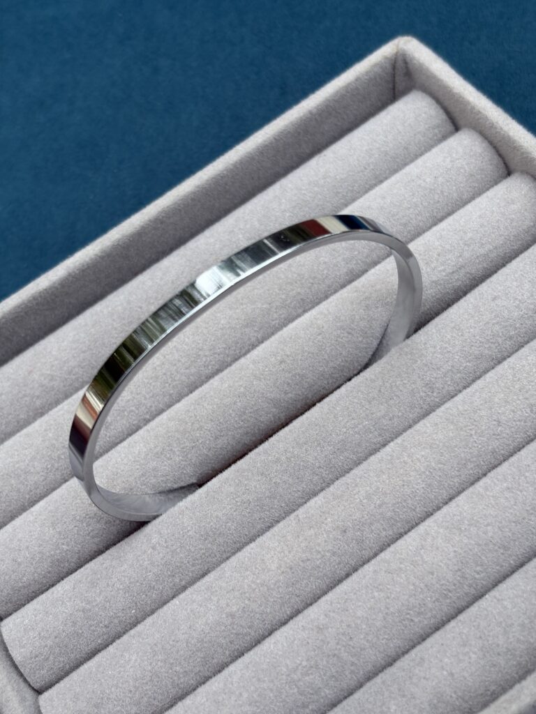 Silver open cuff kada(thin)