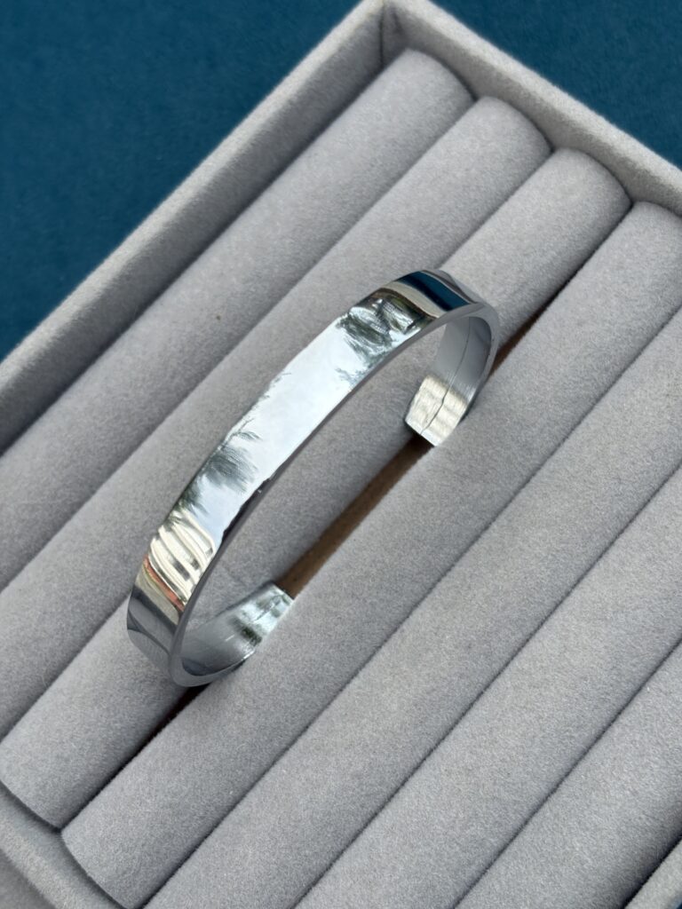 Silver open cuff kada(thick)
