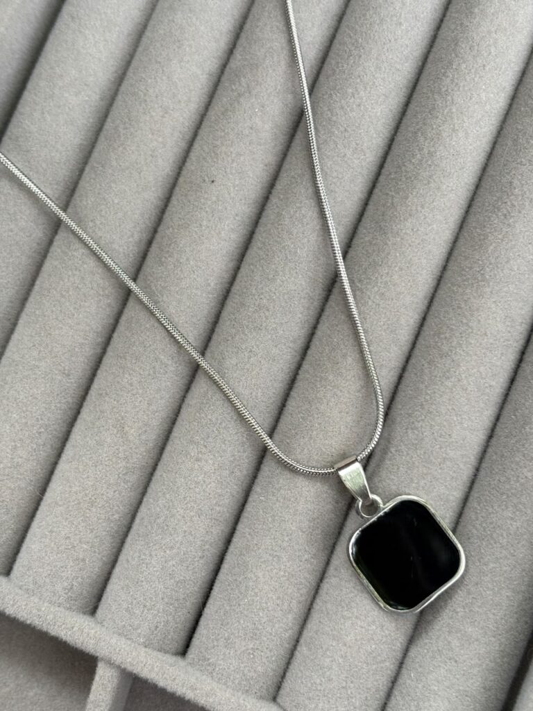 men's black pendant chain