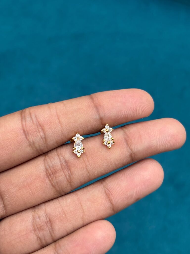 Full stone stud microplated