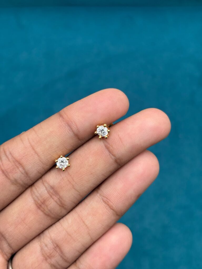 Big single stone stud microplated