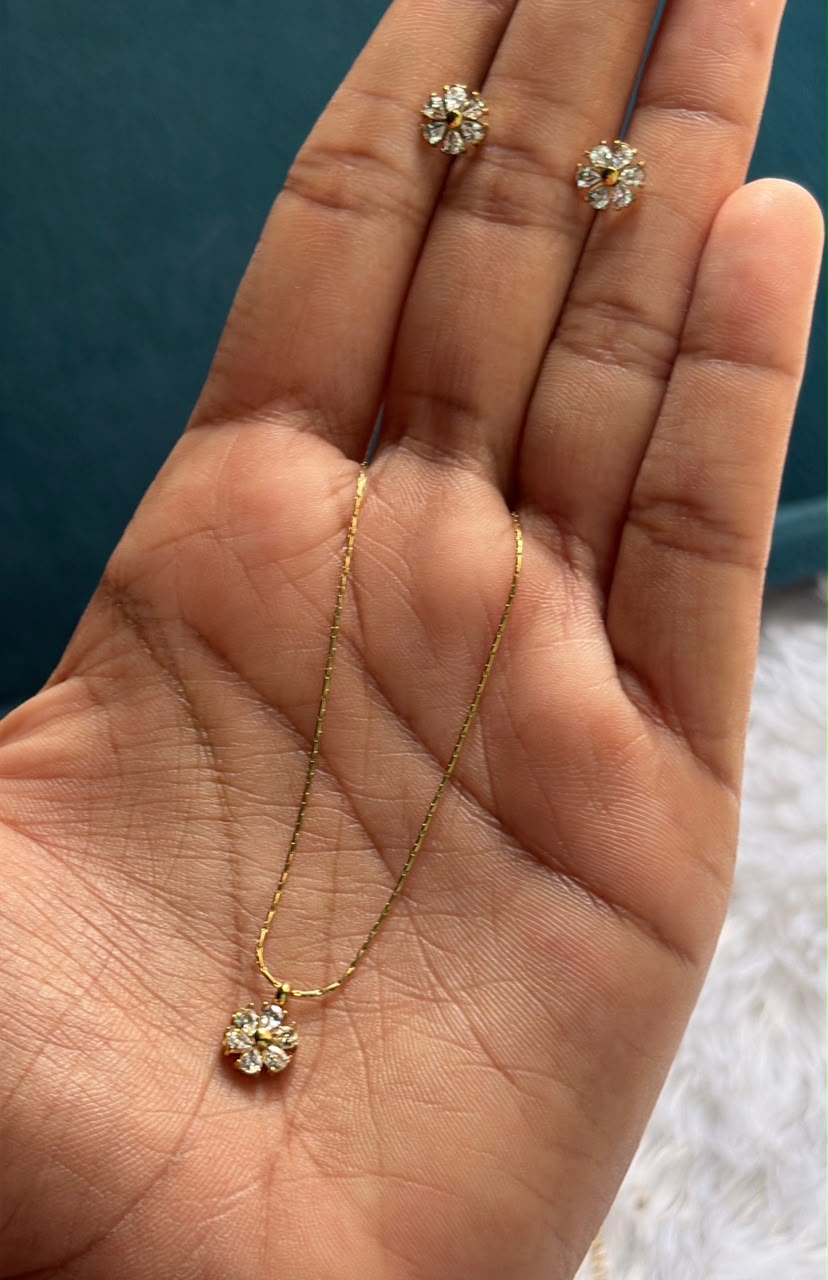 minimal pendant and earring set - Image 1